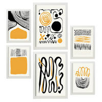POSTER Set Mit 6 Schwarze Tinte Emotionen Größe A3 & A4 Weißer Rahmen - Weiß, Papier (29.7/1cm) - Nacnic