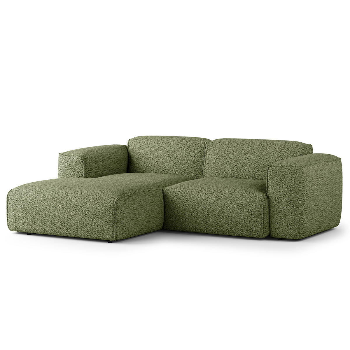 ECKSOFA mit XL-Longchair - Schwarz/Grün, Kunststoff/Textil (260/171cm) - home24