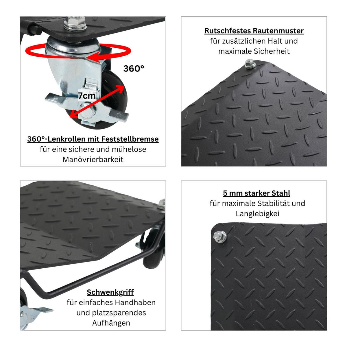 RANGIERHILFE Titan für PKW Auto Motorrad 700 kg - Schwarz, Metall (30/38/12cm) - PROREGAL