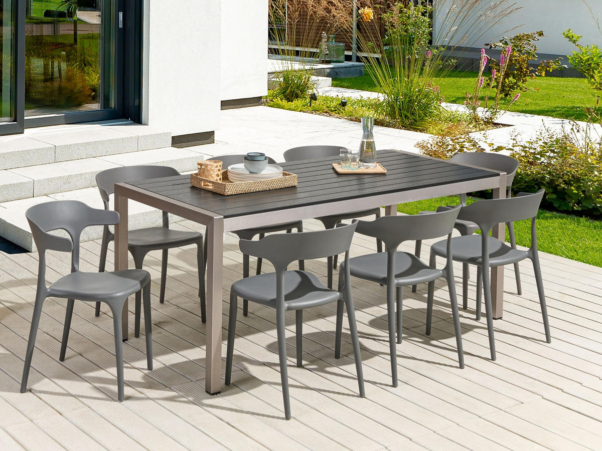 GARTENSTÜHLE 8er-Set Kunststoff grau Gubbio - Grau, Kunststoff (50/76/49cm) - Beliani