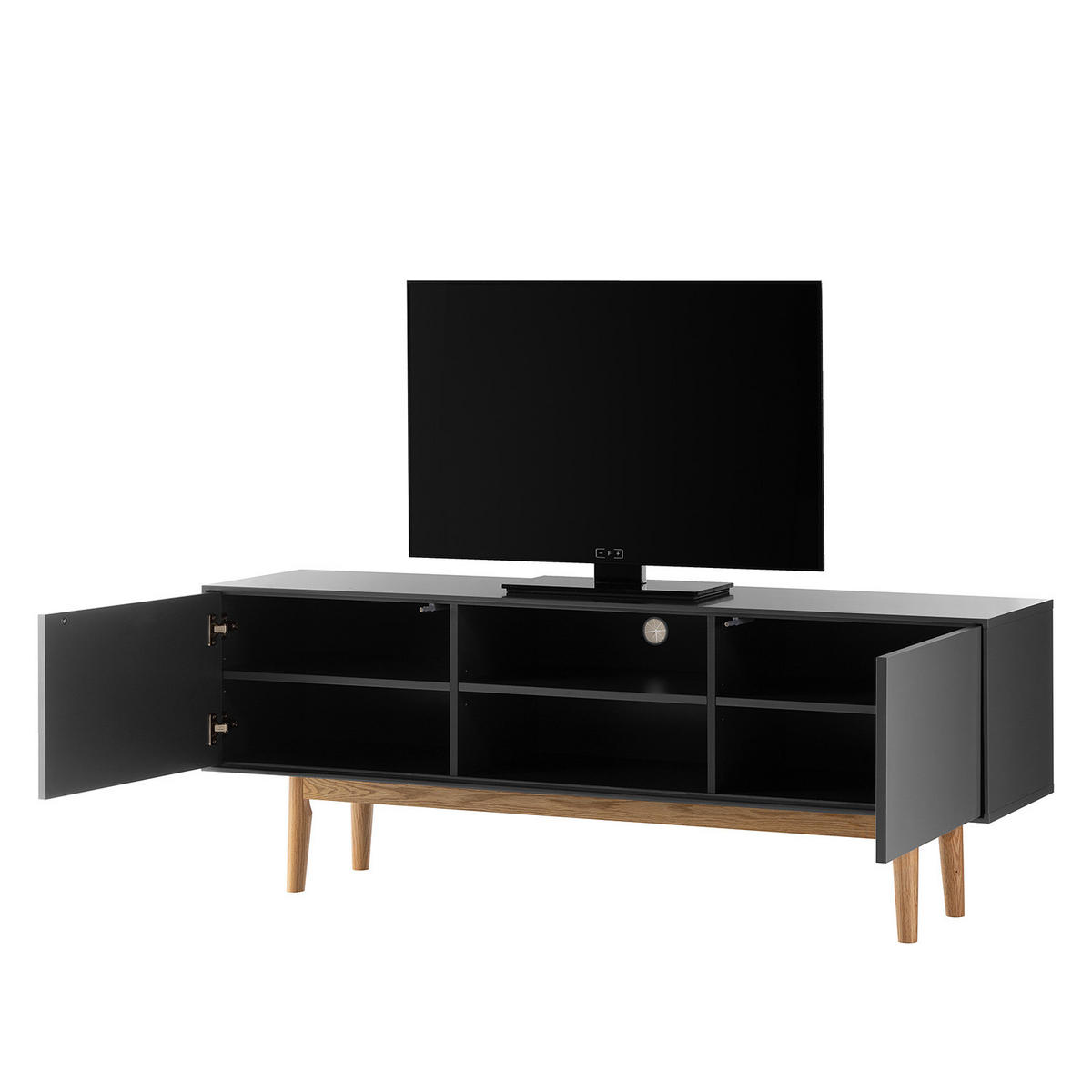 TV-LOWBOARD - Eichefarben/Grau, Holzwerkstoff (160/59/40cm) - home24