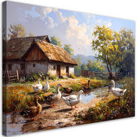 WANDBILD, Ländliche Landschaft Tiere Natur - Grün, Textil (60/40cm) - Feeby
