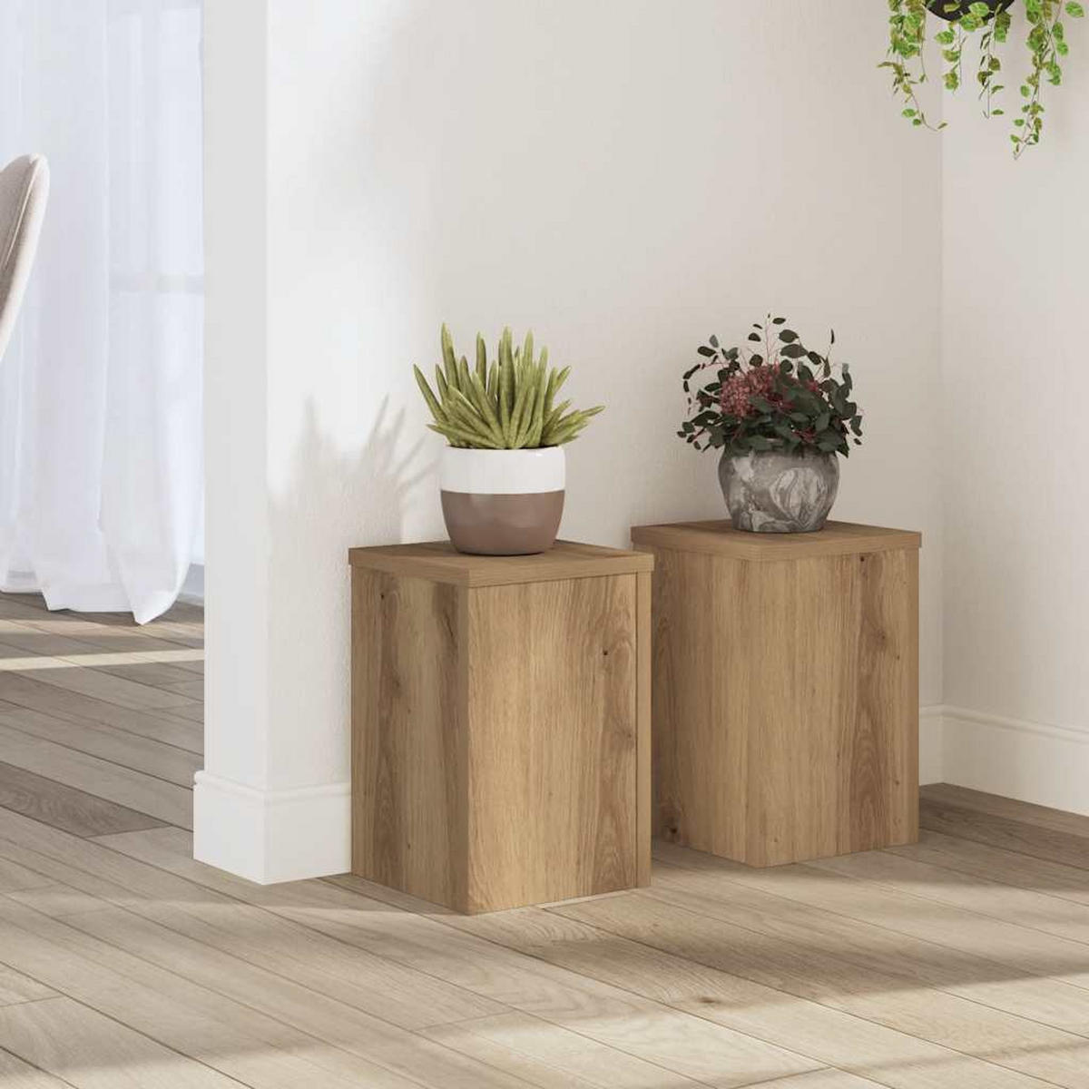 PFLANZENSTÄNDER 2er Set Artisan-Eiche 20/20/30 Cm Holzwerkstoff - Braun, Holzwerkstoff (20/30/20cm) - vidaXL