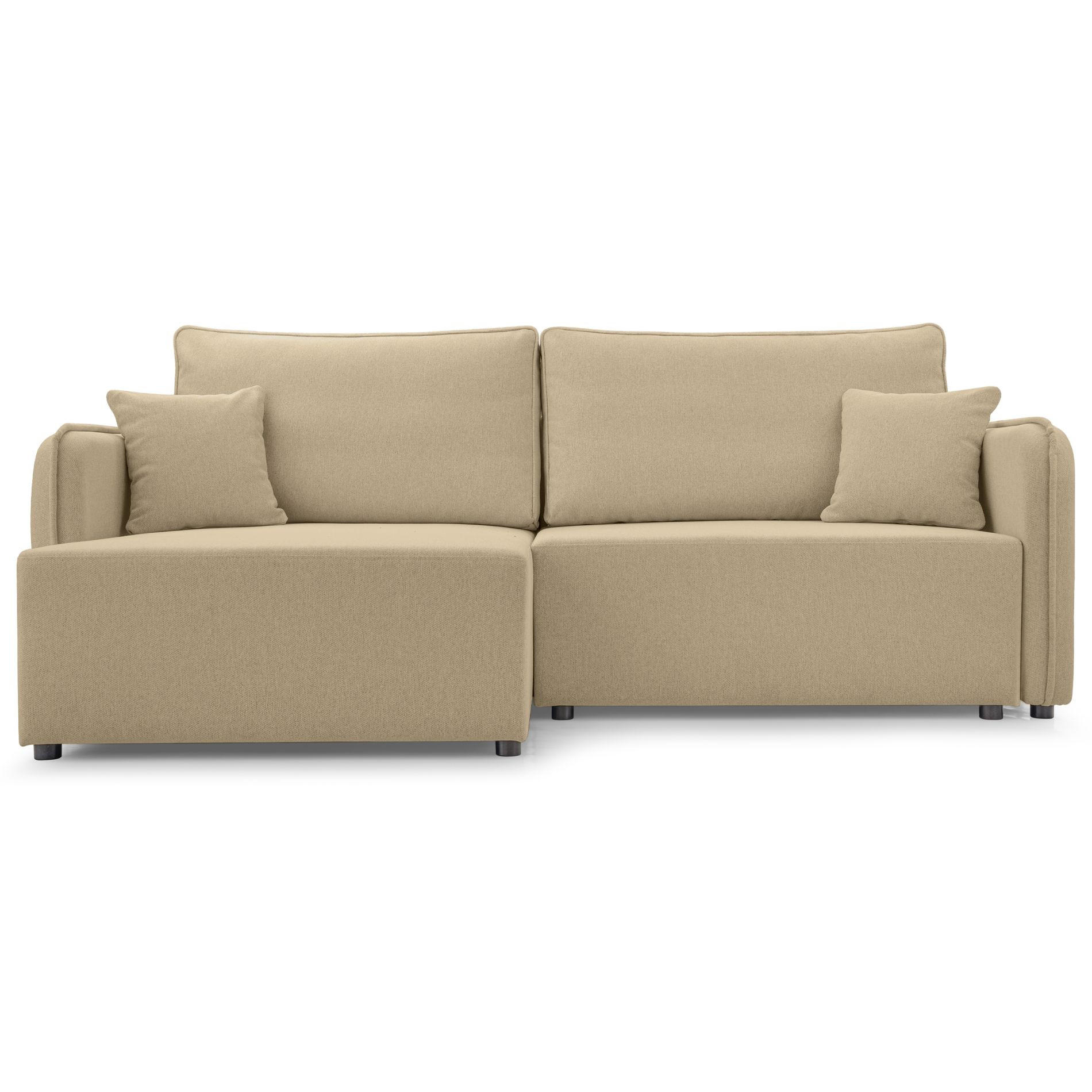 ECKSOFA Kassian, Beige Strukturstoff, linksseitig - Beige/Schwarz, Kunststoff/Textil (227/147cm) - Selsey