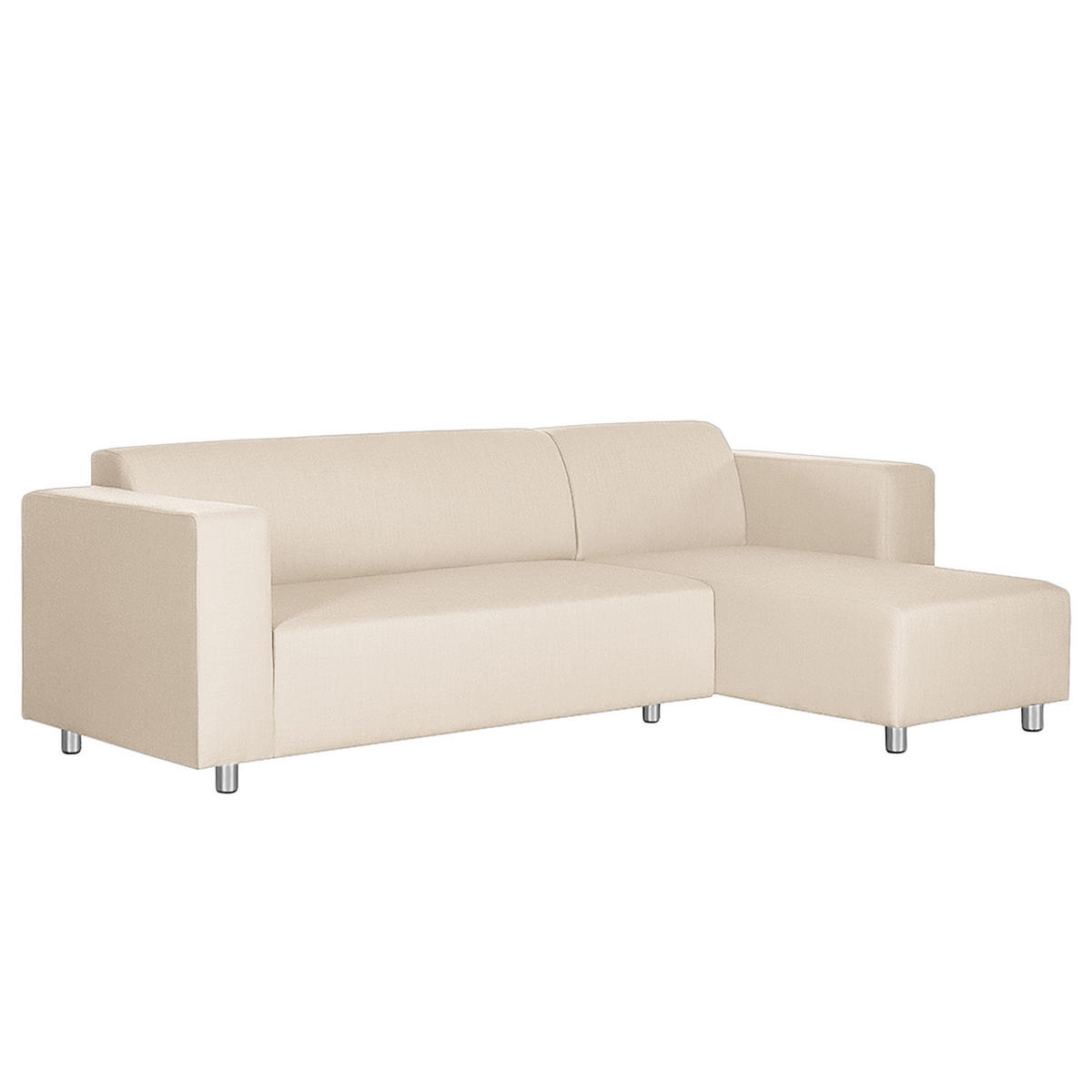 ECKSOFA mit Longchair davorstehend rechts - Webstoff, Beige - Beige, Textil (240/140cm) - home24