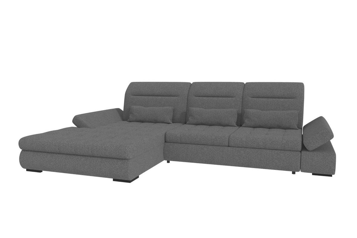 ECKSOFA Toscana Plus Strukturstoff inkl. Schlaffunktion - Anthrazit, Textil (179/300cm) - 99rooms