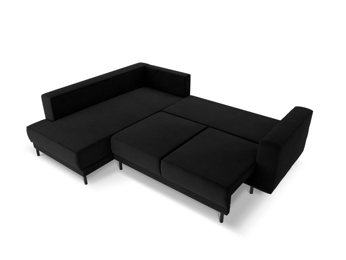 AUSKLAPPBARES-ECKSOFA links Caro aus Samt schwarz 5 Sitzplätze - Schwarz, Textil (187/247cm) - Micadoni
