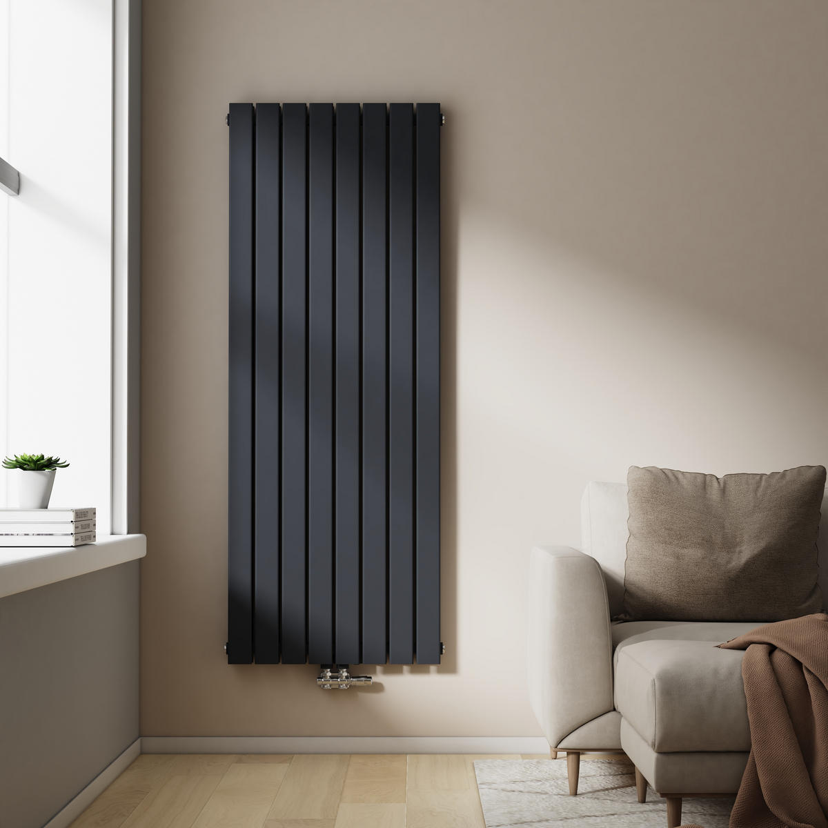 HEIZKÖRPER Flachheizkörper Anthrazit 160/62/6,3 cm - Anthrazit, Metall (62/160/6.3cm) - EMKE