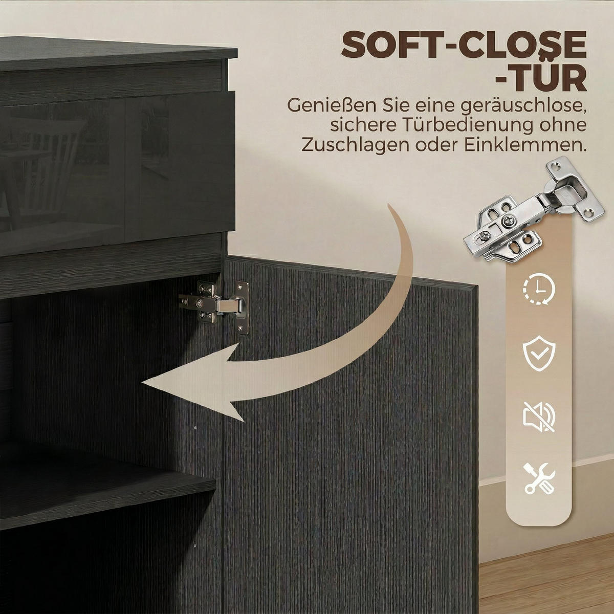 SIDEBOARD Schwarz 100/40/80 cm - Schwarz Hochglanz, Holzwerkstoff (40/80/100cm) - HOMCOM