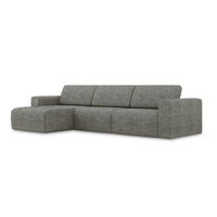 ECKSOFA Links Strukturstoff Stoff Grau - Dunkelgrau/Beige, Kunststoff/Textil (167/314cm) - Makamii