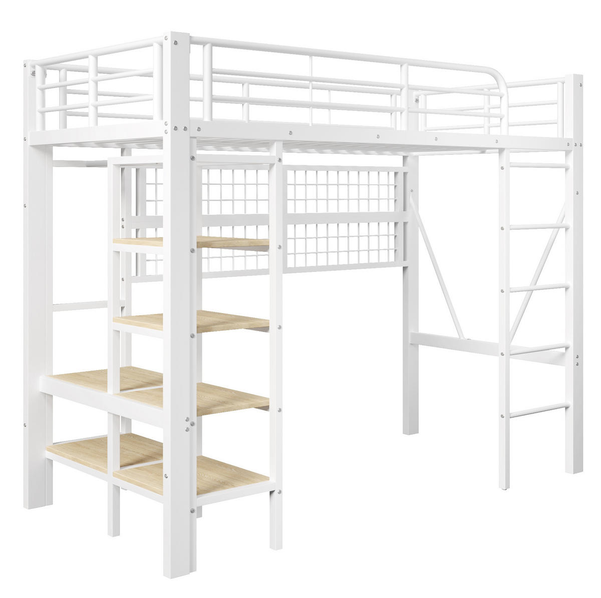 HOCHBETT 90/200 cm Weiß aus Metall und MDF mit LED-Lichtleiste - Weiß, Metall (90/200cm) - OKMYHOME