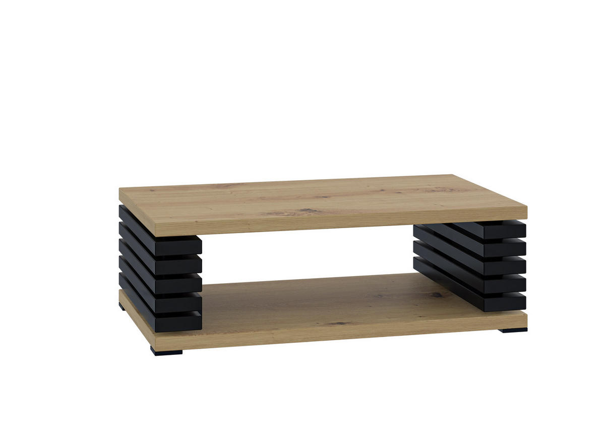 KAFFEETISCH 120x60x44 cm - Artisan Eiche Optik / Schwarz - ORTO - Schwarz, Holzwerkstoff (120/60/44cm) - ALTDECOR