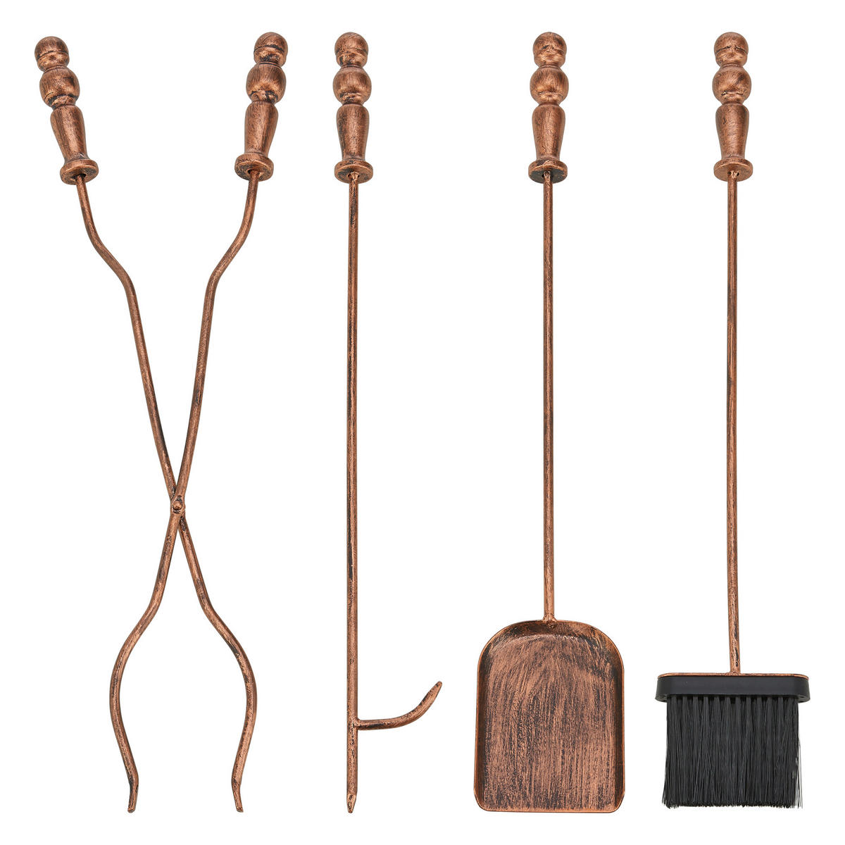 KAMINBESTECK-SET 5 TLG. Dovre - Bronzefarben, Metall (17.5/80/17.5cm) - [en.casa]
