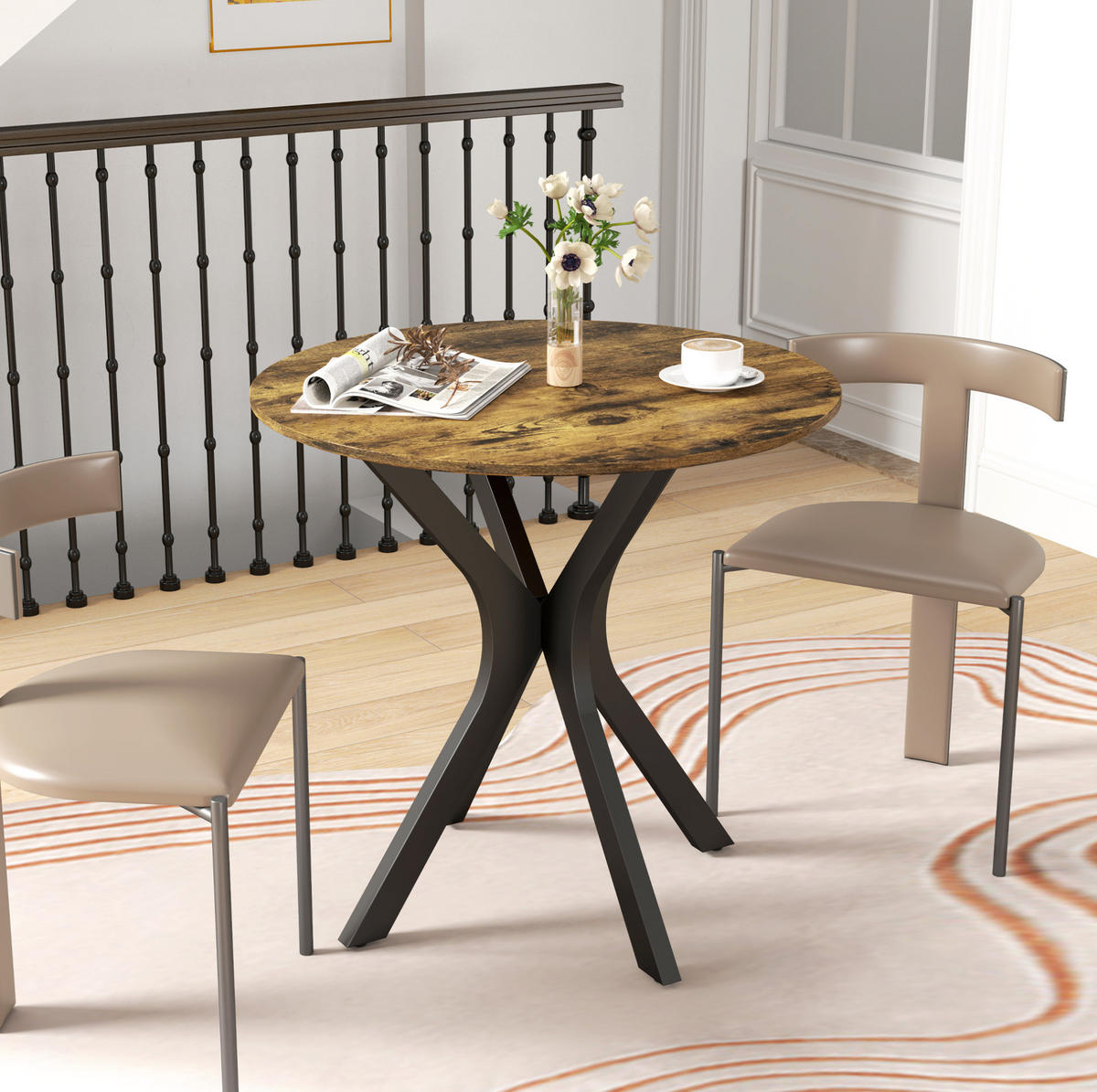 ESSTISCH 78/75 cm Braun aus Holzwerkstoff mit Stahlgestell - Braun, Holz (78/78/75cm) - OKMYHOME