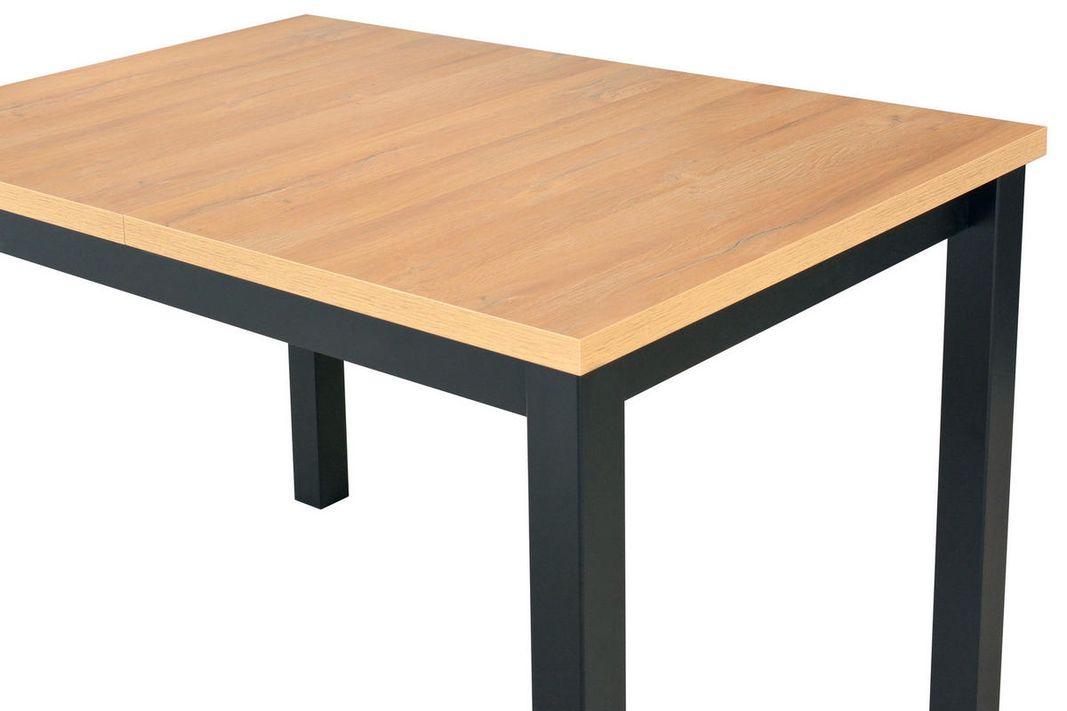 ESSTISCH Max 5, 120-150/80 cm, grandson - Birkefarben/Schwarz, Holz (80/120/78cm) - Leaf Design