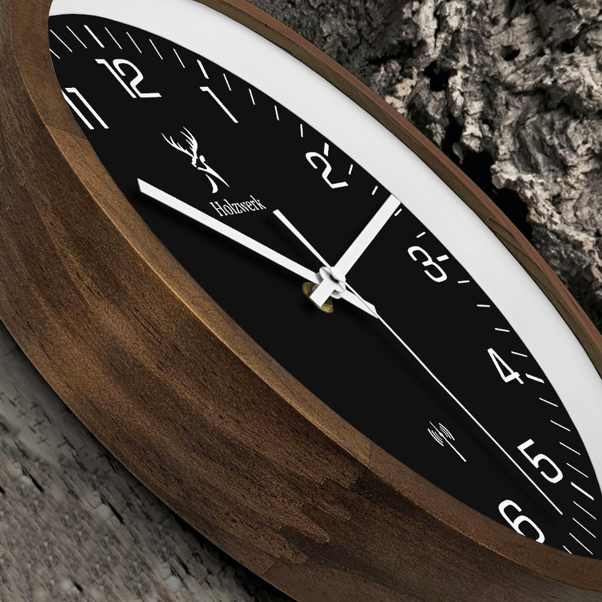 WANDUHR Holz Designer RHEINBERG (FUNK) Loft Wand Uhr, braun, schwarz - Dunkelbraun/Schwarz, Glas/Holz (30/30/4.2cm) - Holzwerk
