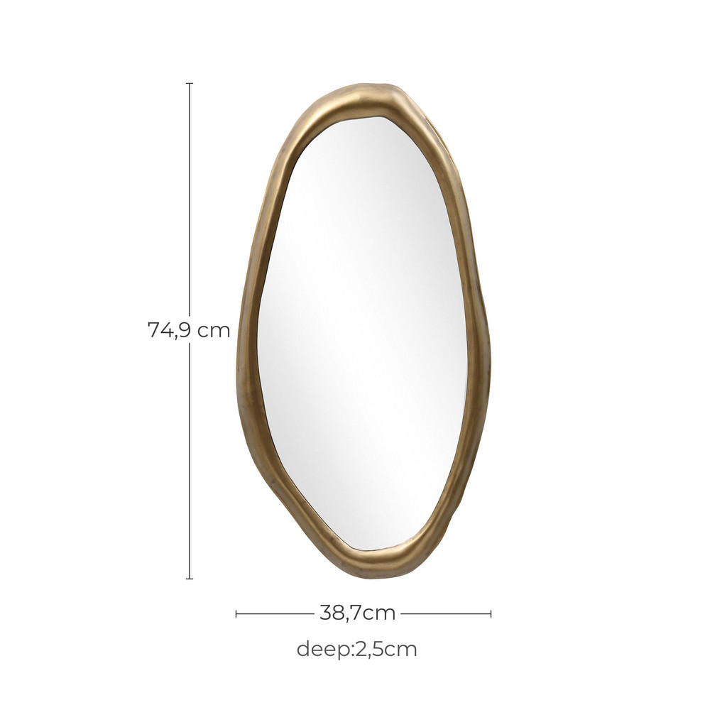 Thumbnail - Hometopia Ovaler, Gold, Glas, 40x2.5x74 cm, Spiegel