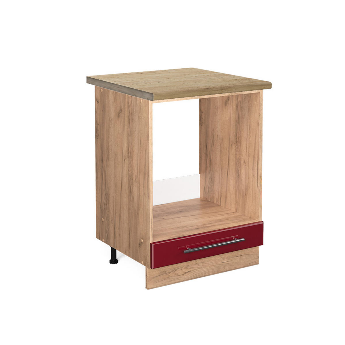 HERDUMBAUSCHRANK Fame-Line Bordeaux Hochglanz 60 cm, AP Eiche - Honigeiche/Bordeaux, Holzwerkstoff (60/82/60cm) - Vicco