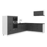 KUHINJA U OBLIKU SLOVA L Fame-Line, Tamnosiva/Bijela, 327 x 227 cm, RP Antracit - bijela/tamno siva, drvni materijal (327/153.6/60cm) - Vicco