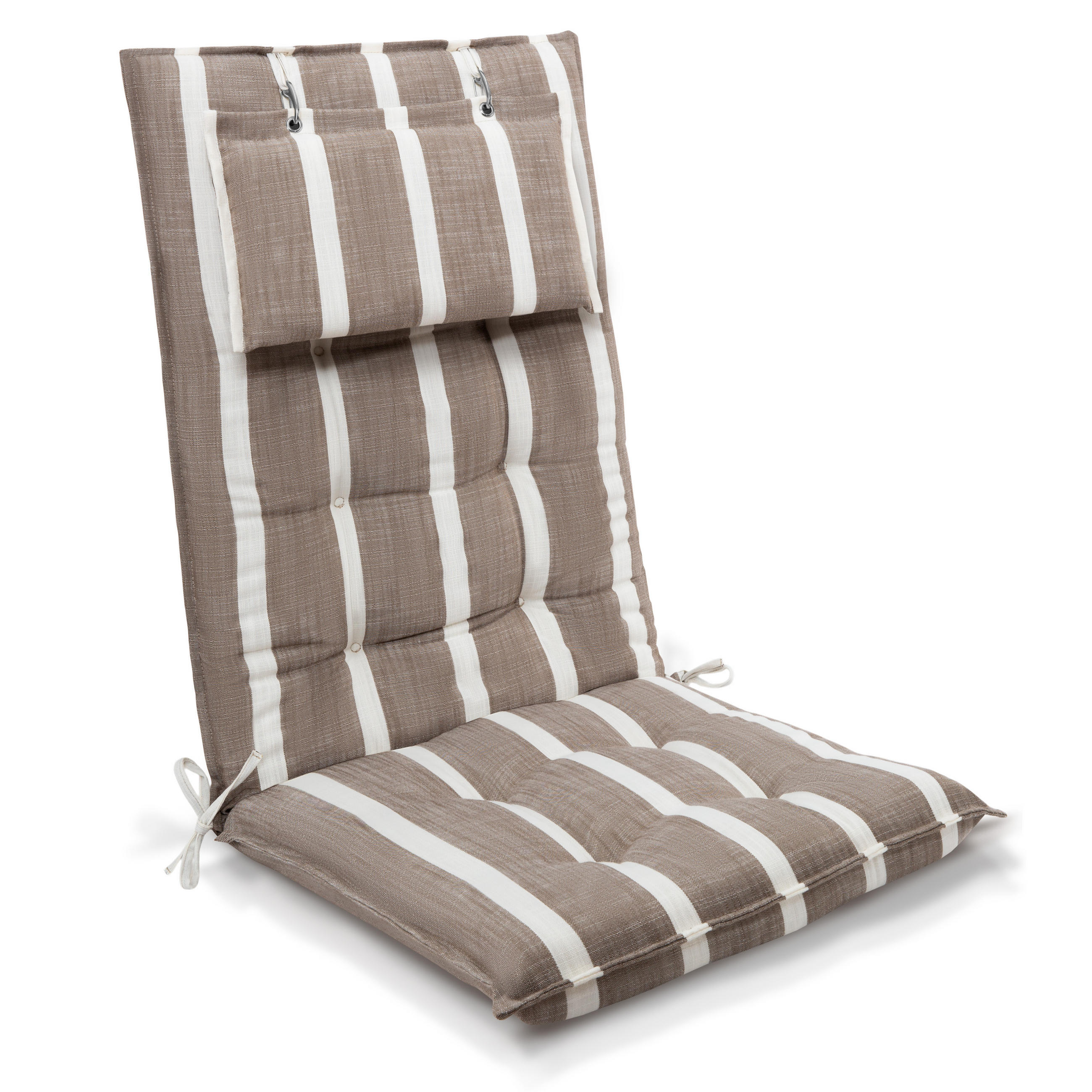 Beautissu Hochlehnerauflage Beige, Weiß 50x8x119 cm
