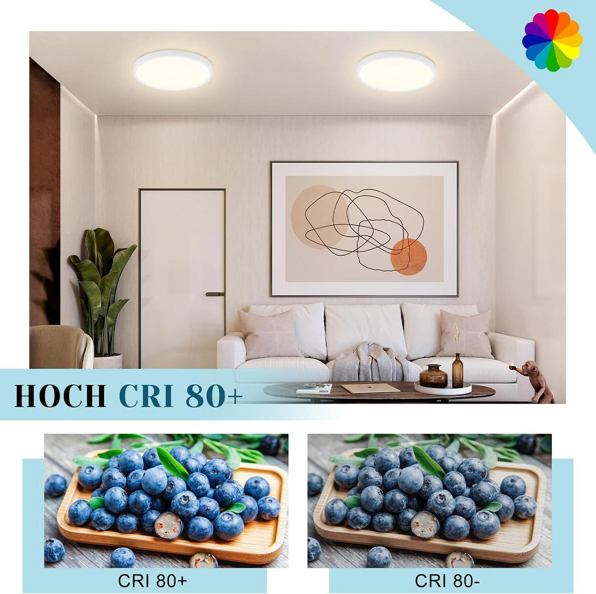LED-DECKENLEUCHTE Dorian 18/18/2.4 cm - Weiß, Kunststoff (18/18/2.4cm) - ZMH