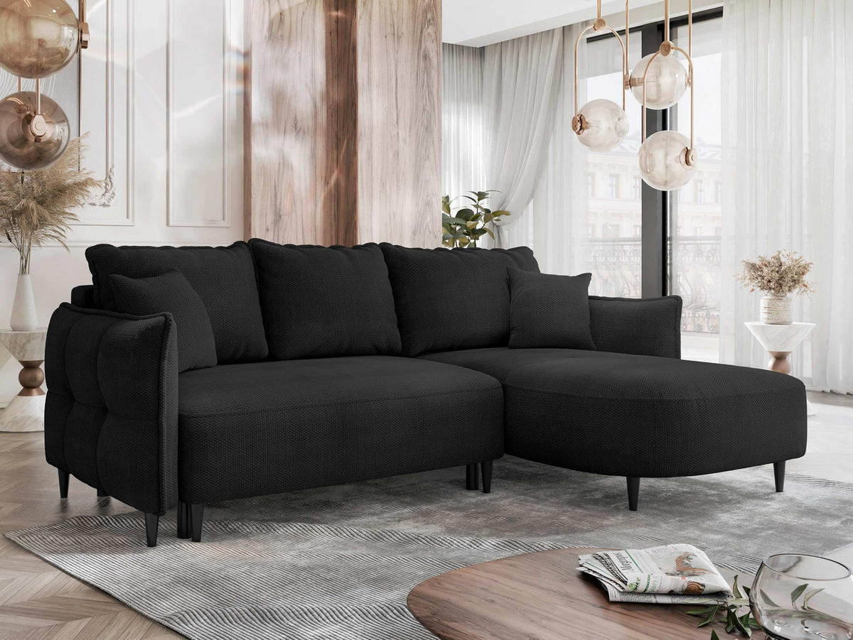 ECKSOFA Sycylia, Seite: Rechts - Anthrazit/Schwarz, Holz/Textil (244/165cm) - MIRJAN24