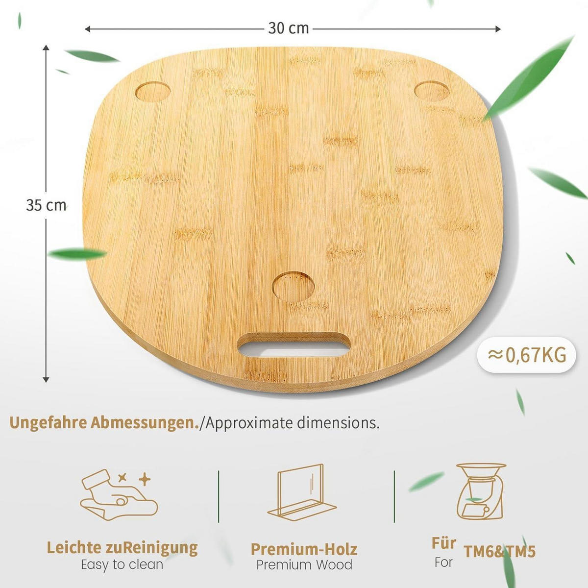 GLEITBRETT für Thermomix TM6 TM5 Bambus - Braun, Naturmaterialien (30/2.4/35cm)