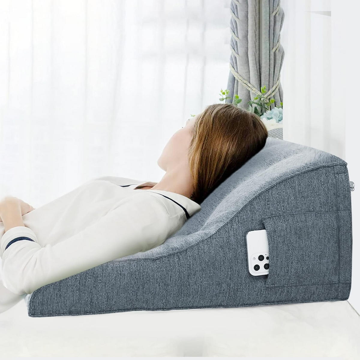 RÜCKENKISSEN Kopfteilkissen leinen grau 50cm - Grau, Textil (30/50cm) - Vercart