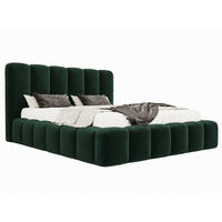 POLSTERBETT MELLOW 140x200 cm in Grün, gepolstertes Kopfteil, Lattenrost, Bettkasten, Velvet-Stoff - Grün, Holz/Textil (140/200cm) - EMLAR Home