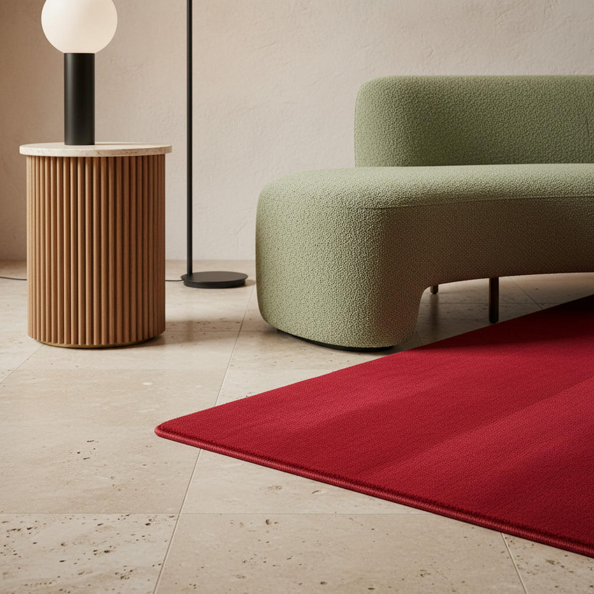 TEPPICH Kurzflor Uni-Farbe Microfaser Antirutsch Wohnzimmer waschbar Rot Läufer 60x110 - Rot, Textil (60/110cm) - KADIMA DESIGN