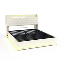 POLSTERBETT 160x200cm, mit USB-Ladeanschluss, Leinen , Beige - Beige, Textil/Metall (160/200cm) - KOMHTOM