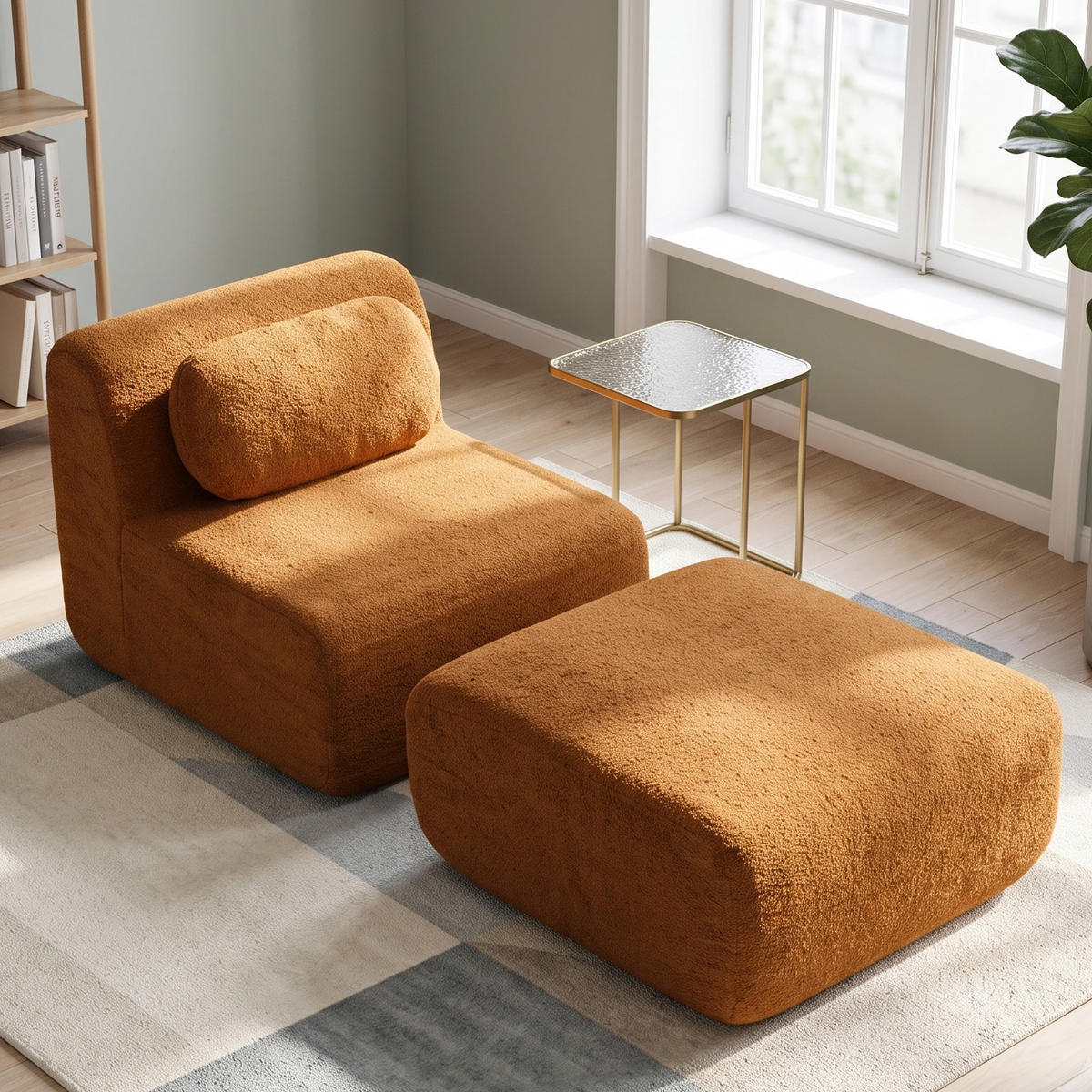 POHOVKA Karamelová modulární z žinylky bez nutnosti montáže - koňaková, textil (79/71/177cm) - Urban Meuble