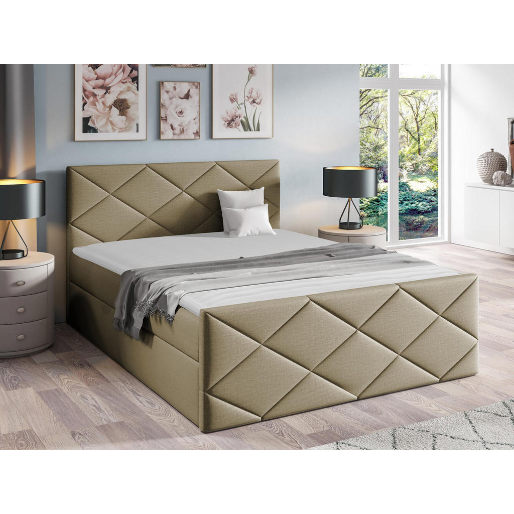 Thumbnail - Mirjan24 Boxbett, Kaschmir, Holz, H3, 120x200 cm, Schlafzimmer, Betten, Boxspringbetten