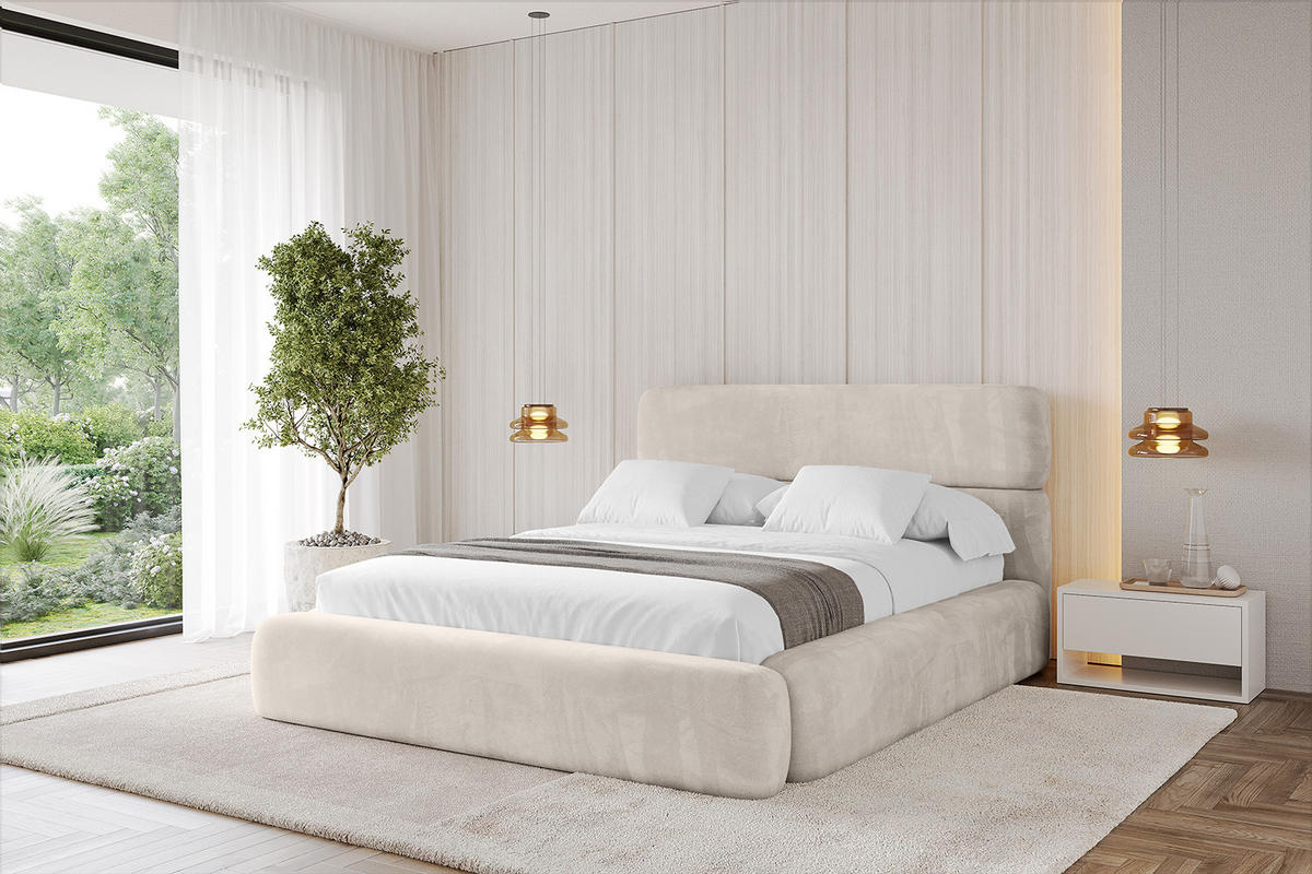 POLSTERBETT mit Bettkasten und Lattenrost, Bett mit Matratze H3/H4 - ENORA 120x200 Beige - Beige, Holzwerkstoff/Textil (120/200cm) - ALTDECOR