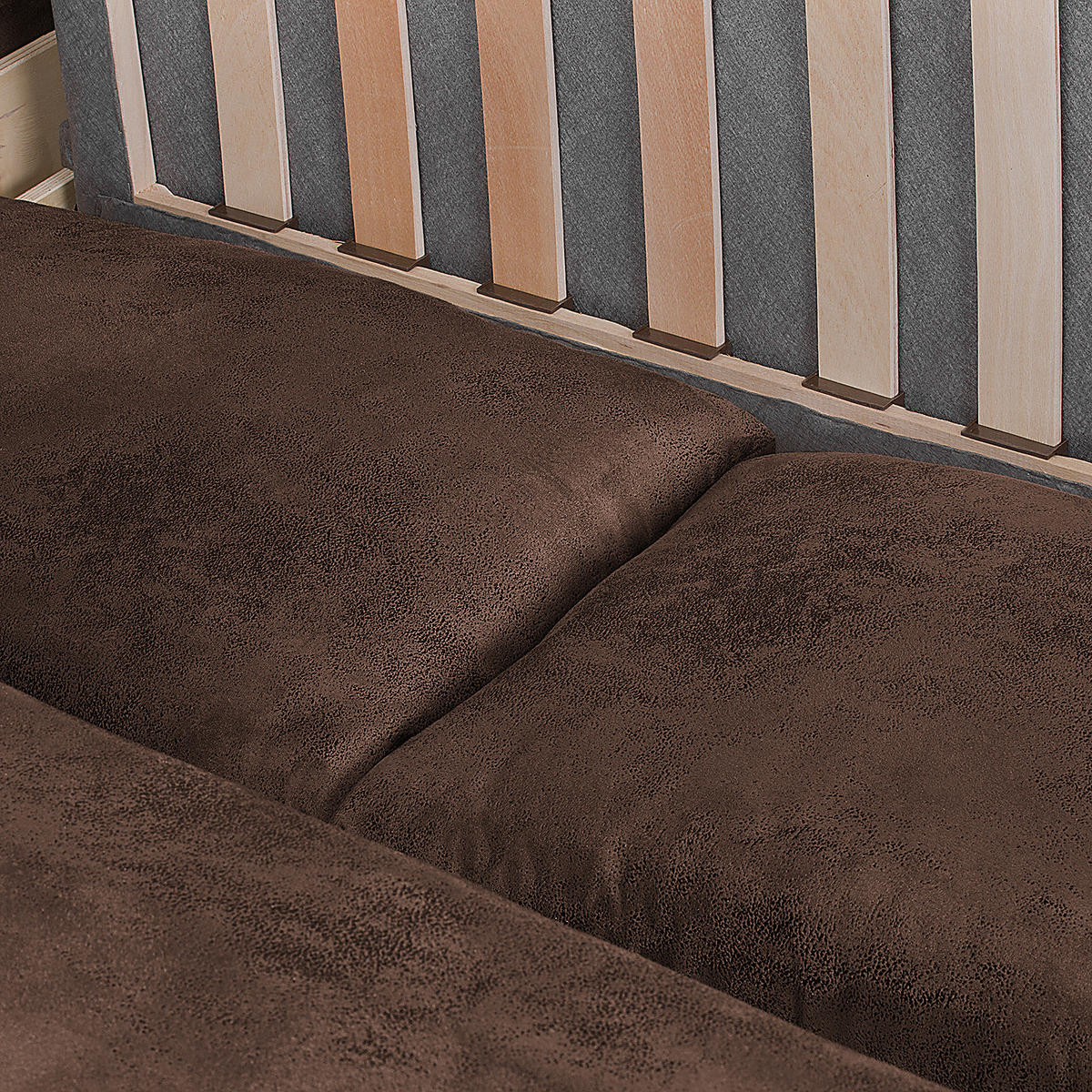 SCHLAFSOFA mit schräger Armlehne - Dunkelbraun, Textil (170/90/90cm) - home24