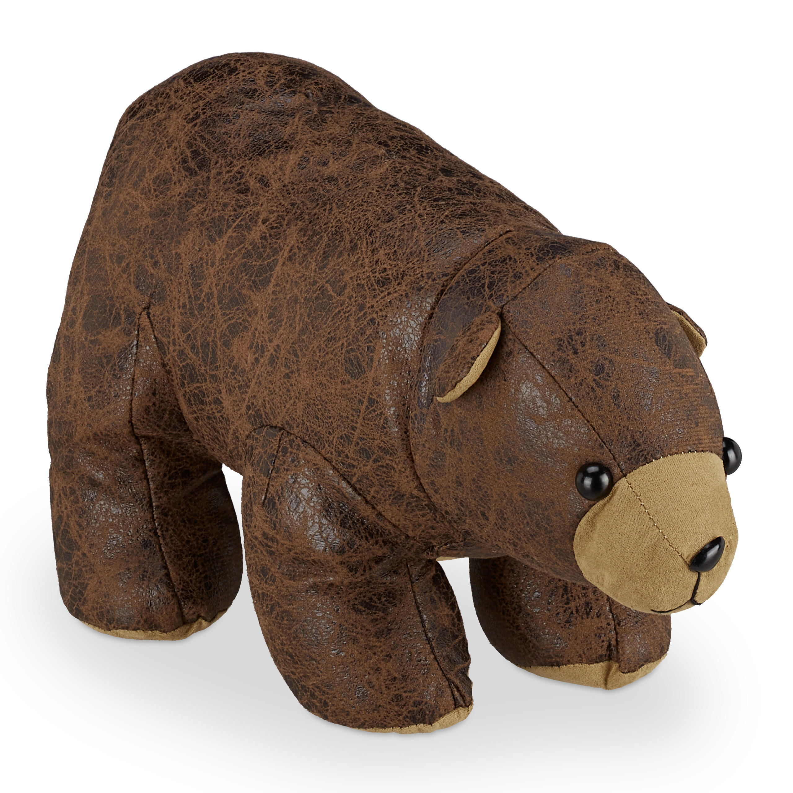 DÖRRSTOPP Brun björn tyg sandfylld - Brun, Textil/Naturmaterial (16/32cm) - Relaxdays