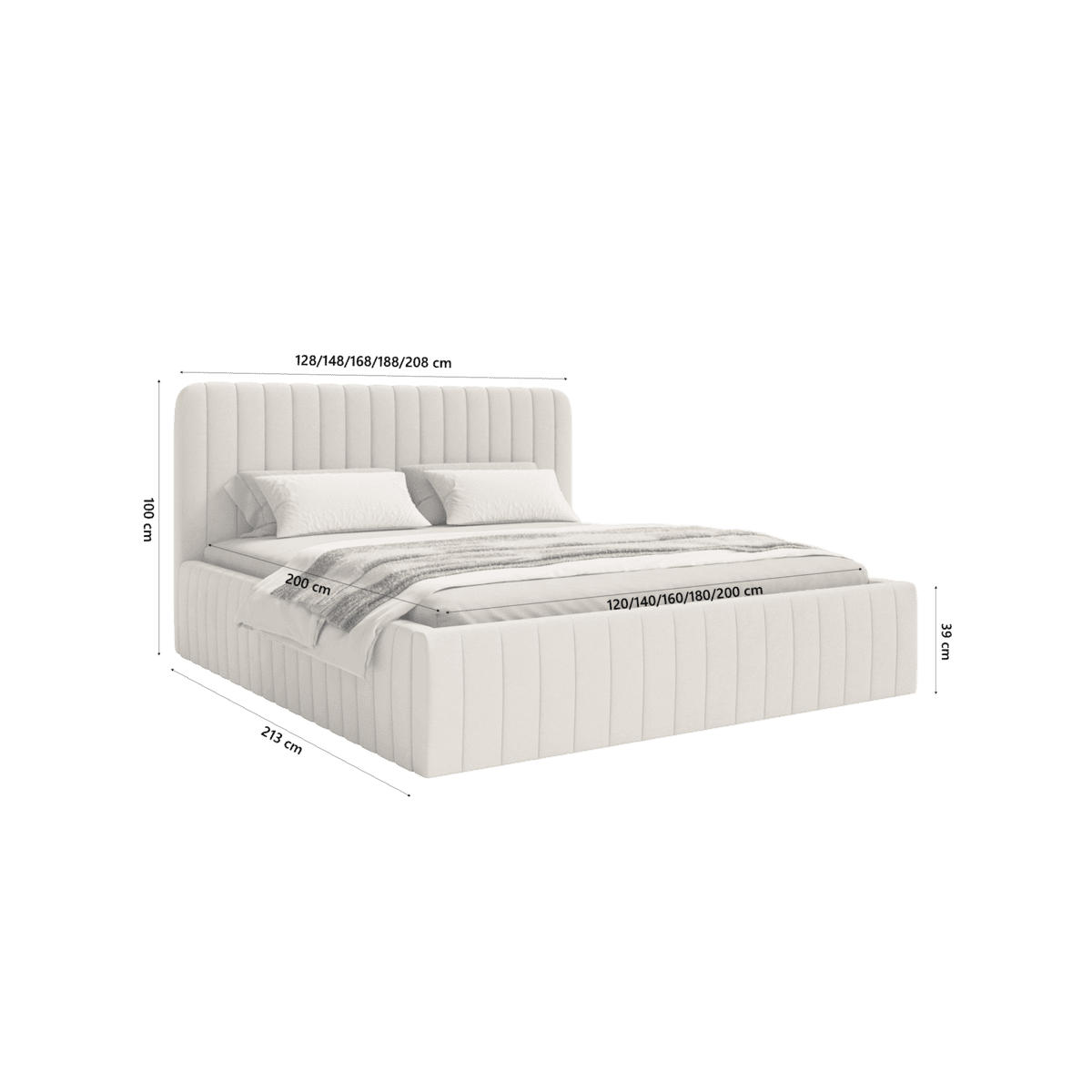 POLSTERBETT Orasi 160x200 cm, Ecru - Beige, Textil (200/160cm) - Fedve