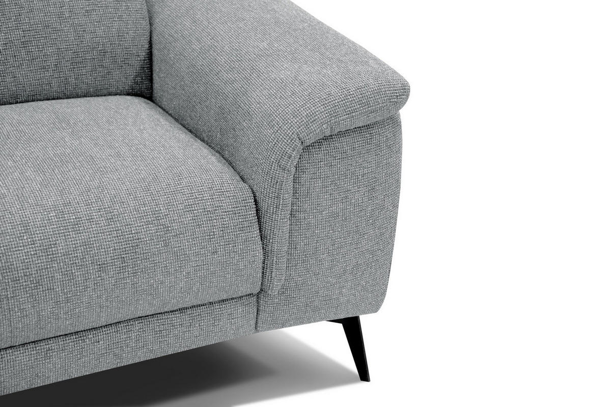 RELAXSOFA FIERO 3-Sitzer mit 1 Relaxfunktion, silberfarben - Silberfarben/Schwarz, Holzwerkstoff/Textil (212/82/103cm) - Courtois Laville