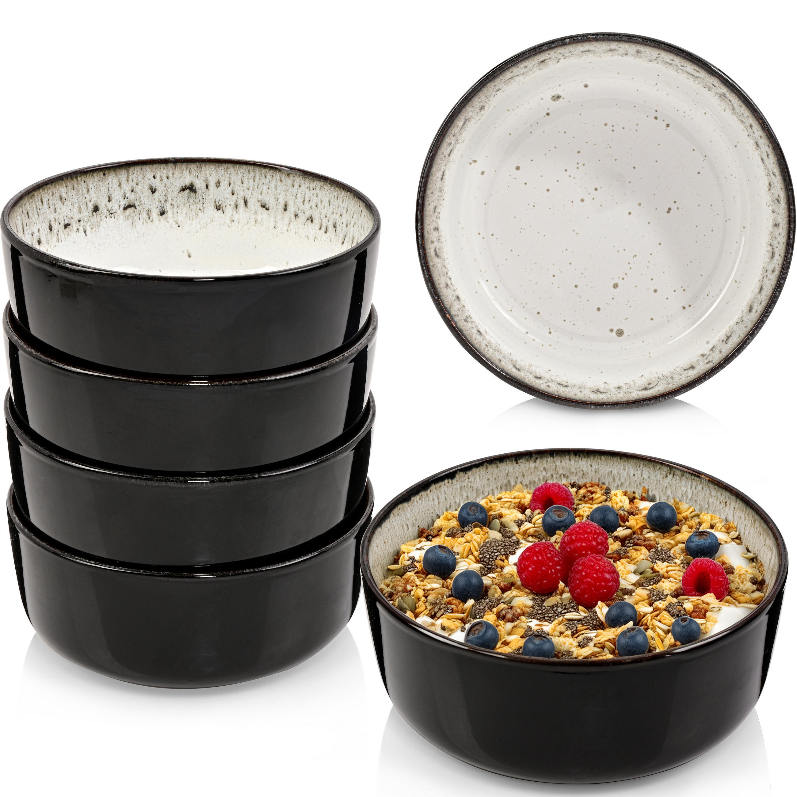 SCHALEN SET SANSIBAR - 6 teilig aus Steingut - Schwarz, Keramik (21cm) - Sänger