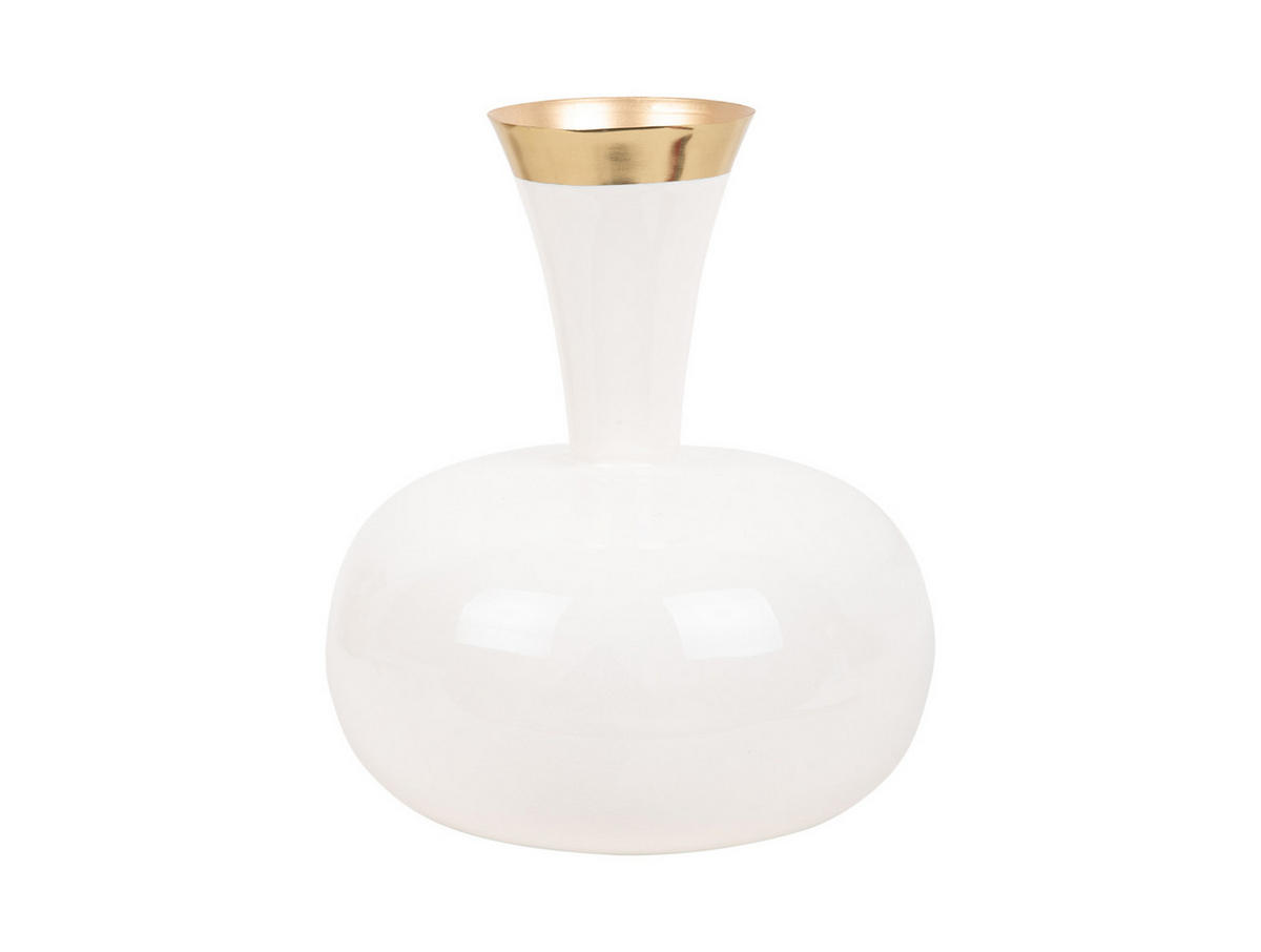 VASE Yara 25/25/29 cm - Weiß, Metall (29cm) - Present Time