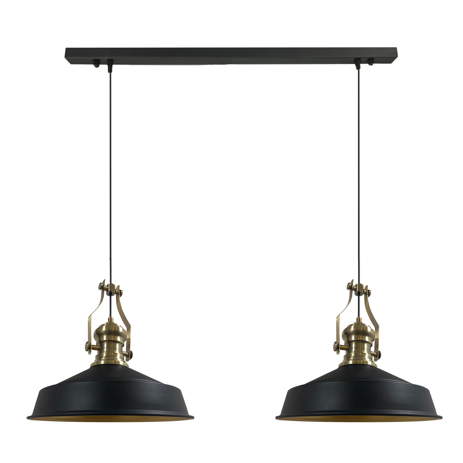 PENDELLEUCHTE Asletl Vintage 2 Flammig 41/36 cm - Goldfarben/Schwarz, Metall (41/36cm) - Bamyum