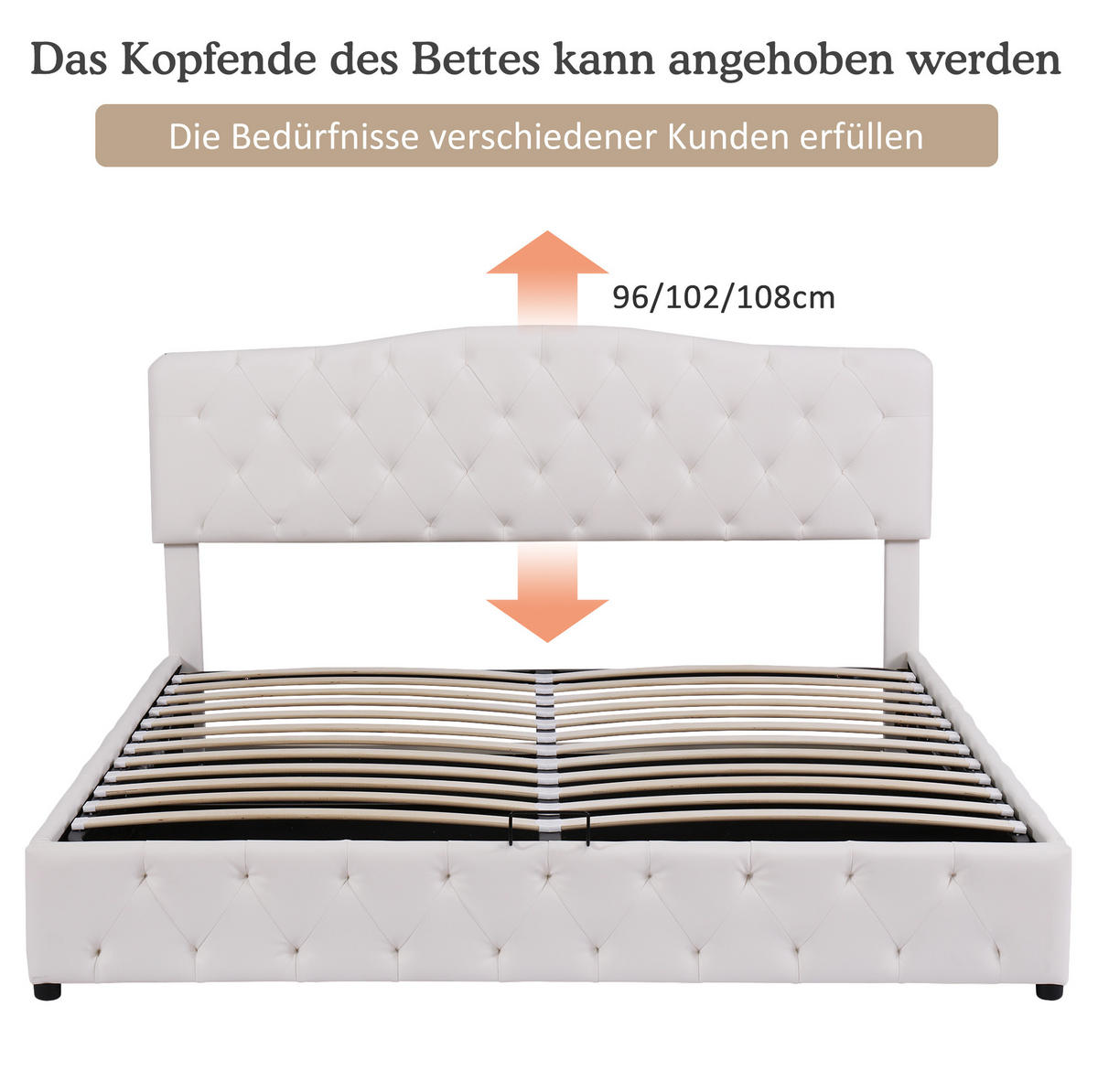 POLSTERBETT 140/200 cm aus Leinen mit verstellbarem Kopfteil und USB-C-Steckdose Grau - Grau, Textil (140/200cm) - Modenvie