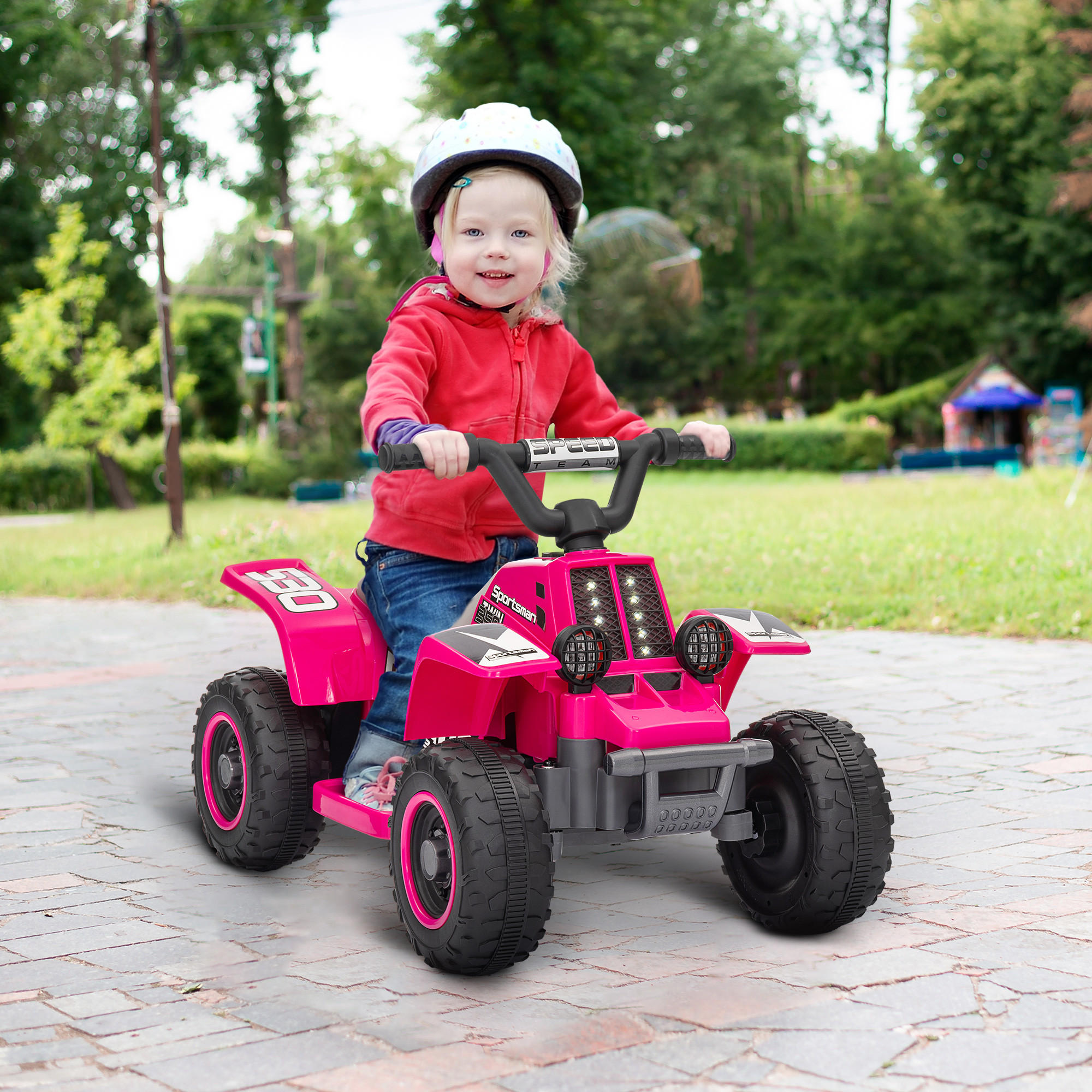 ELEKTRISCHES Quad Bike für Kinder, batteriebetrieben, fährt vorwärts und rückwärts, LED-Lichter, 18-36 Monate, Rosa - Rosa, Kunststoff/Metall (70.5/42.5/46.5cm) - AIYAPLAY