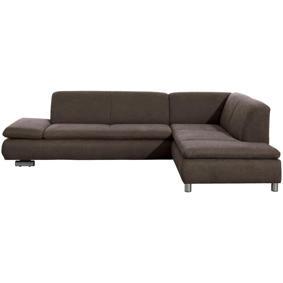 ECKSOFA mit Ottomane rechts Kaye Flachgewebe schoko - Mokka, Kunststoff (190/270cm) - 58aufmkessel