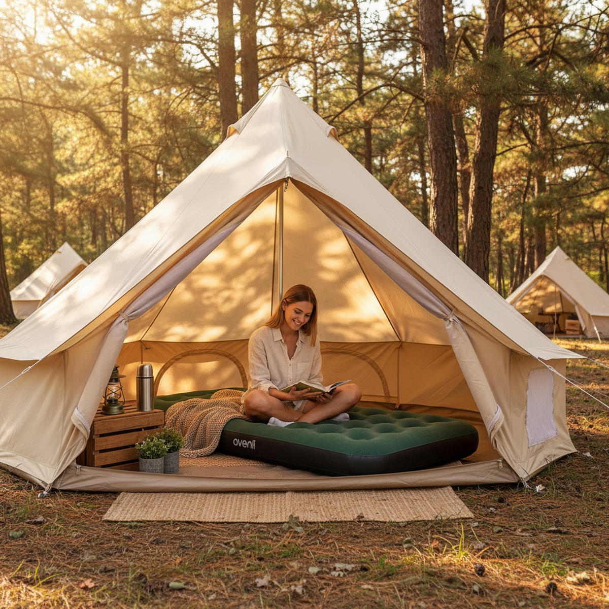 LUFTBETT Luftmatratze 1 Person Camping CloudCoil grün 191x99x22cm - Grün, Kunststoff (99/191cm) - Avenli
