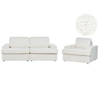 4-SITZER-SOFA SET Bouclé cremeweiß Alla - Weiß, Textil (112/112/208cm) - Beliani