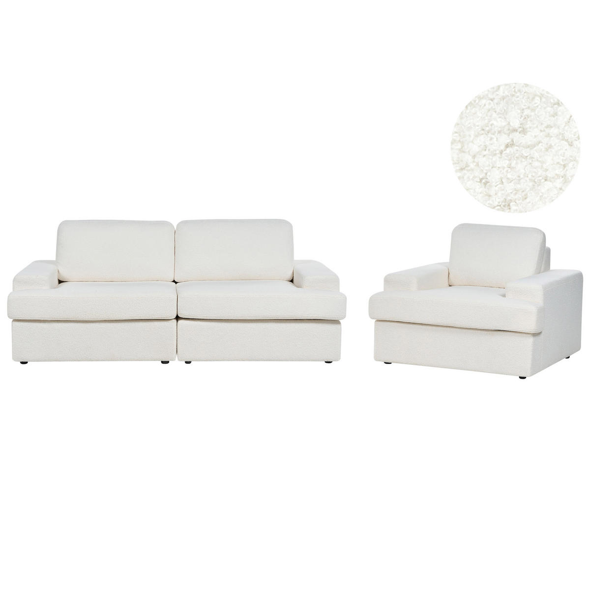 4-SITZER-SOFA SET Bouclé cremeweiß Alla - Weiß, Textil (112/112/208cm) - Beliani