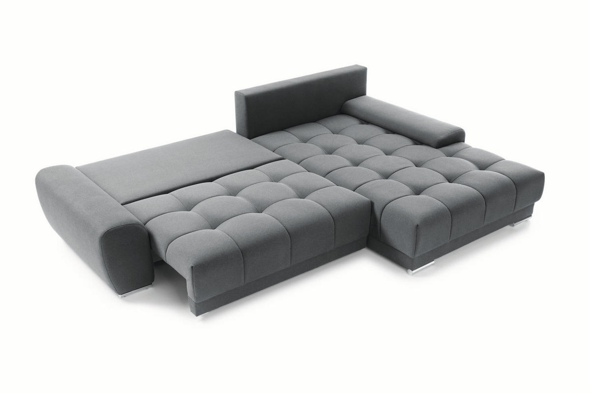 ECKSOFA WAVE Mit Schlaffunktion, Stoff SORO, Braun Rechts - Braun, Holz (281/105cm) - Kaiser Möbel