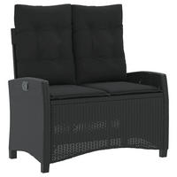 GARTENBANK Verstellbar mit Kissen Schwarz Poly Rattan - Schwarz, Kunststoff (105/93/66cm) - furnicato