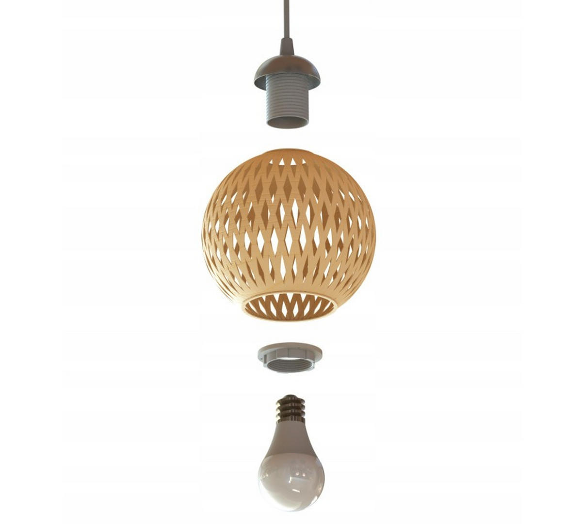 PENDELLEUCHTE BOHO - Beige/Schwarz, Holz/Metall (13/70/100cm) - kiki design